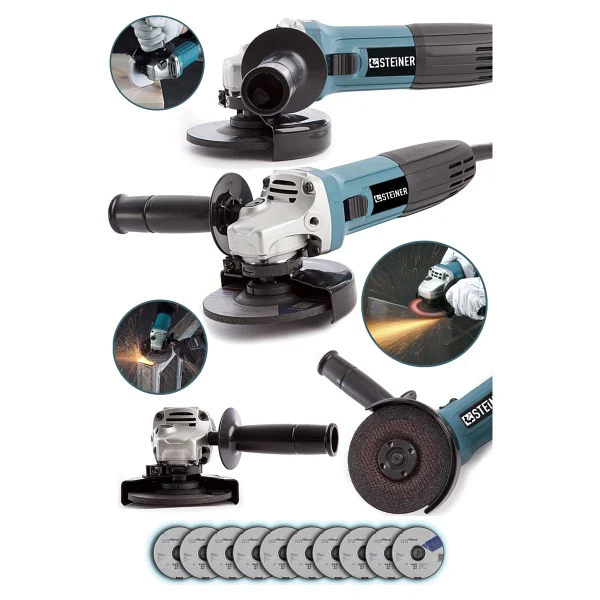 Steiner Germany Technology 2600 Watt Profesyonel 125 Mm Avuç İçi Spiral Taşlama Makinesi + 10 Disk - Görsel 4