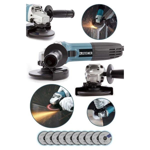 Steiner Germany Technology 2600 Watt Profesyonel 125 Mm Avuç İçi Spiral Taşlama Makinesi + 10 Disk - Görsel 2