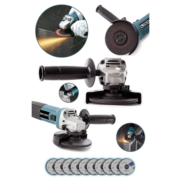 Steiner Germany Technology 2600 Watt Profesyonel 125 Mm Avuç İçi Spiral Taşlama Makinesi + 10 Disk - Görsel 3