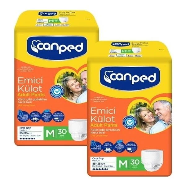 Canped Emici Külot Orta Boy M 30'lu 2 Adet Hasta Bezi - Görsel 5