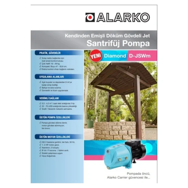 Alarko Diamond Jet D-Jswm-10h 1" 1 Hp 220 V Monofaze Santrifüj Pompa - Görsel 2