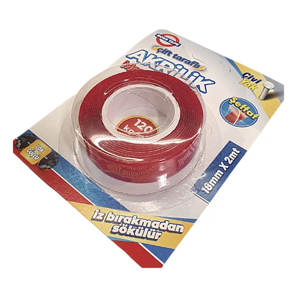 Boss Tape Çift Taraflı Akrilik Montaj Bandı Şeffaf 18 mm x 2 M - Görsel 2