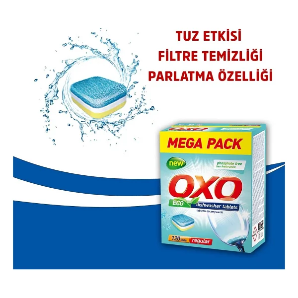 Oxo Hepsi Bir Arada 120'li 2 Paket 240 Tablet Mega Bulaşık Makinesi Tableti - Görsel 5