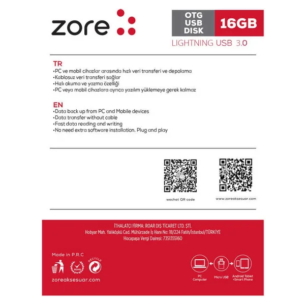 Zore Lightning Metal OTG 16 GB Flash Bellek - Görsel 2