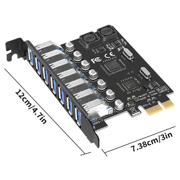 Alfais 4899 Pci-E Express 7 Port USB 3.0 Kart Hub Çoklayıcı Çoğaltıcı - Görsel 3