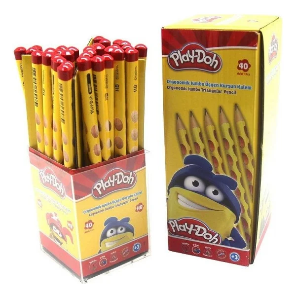 Play-Doh Oluklu Jumbo Üçgen Kurşun Kalem 40'lı Stand - Renkli - Tek Ebat - Görsel 2
