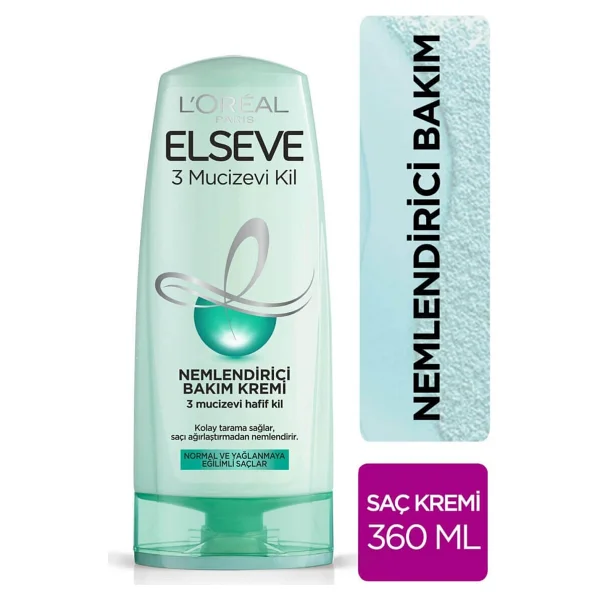 L'oreal Paris Elseve Üç Mucizevi Kil Ağırlaştırmayan 360 Ml Saç Kremi - Görsel 4