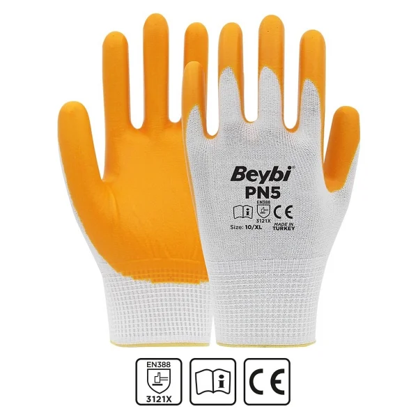 Beybi PN5 Polyester Örme Nitril 9 Numara İş Eldiveni - Görsel 2