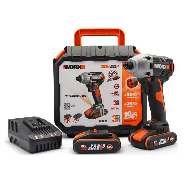 Orijinal Worx Wx261 20 V 2 Ah Çift Akülü Darbeli Vidalama Makinesi - Orijinal Ambalajında - Görsel 7