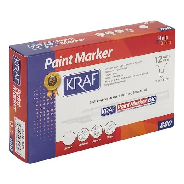 Kraf 830 Beyaz Paint Marker Kalem - Görsel 5