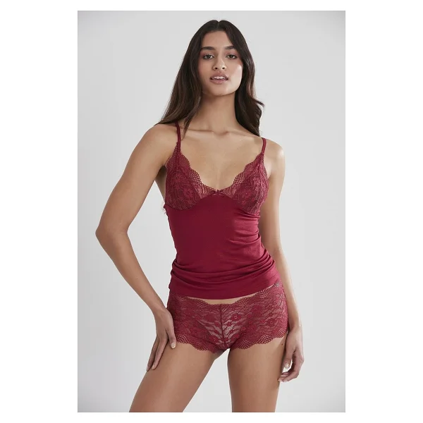 Pierre Cardin Kadın Dantelli Penye Atlet Külot / Kaşkorse Set - 332 Bordo - Renkli - Görsel 2
