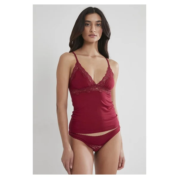 Pierre Cardin Kadın Dantelli Penye Atlet Külot / Kaşkorse Set - 367 Bordo - Renkli - Görsel 3