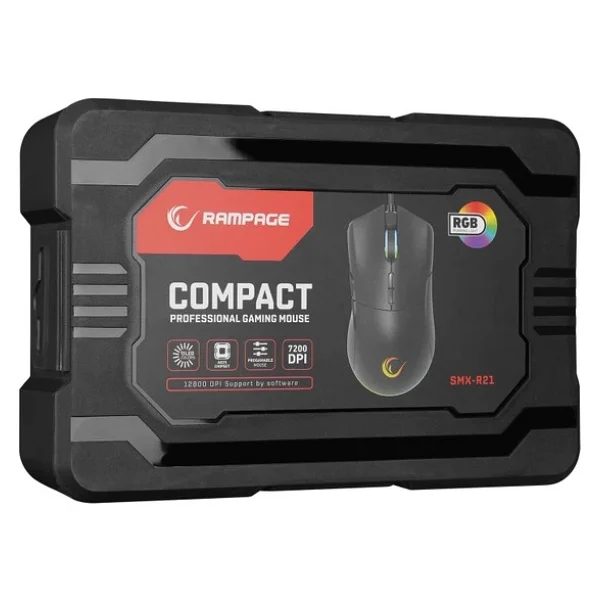 Rampage Smx-R21 Siyah RGB Makrolu Ergonomik Optik Kablolu Oyuncu Mouse - Görsel 5