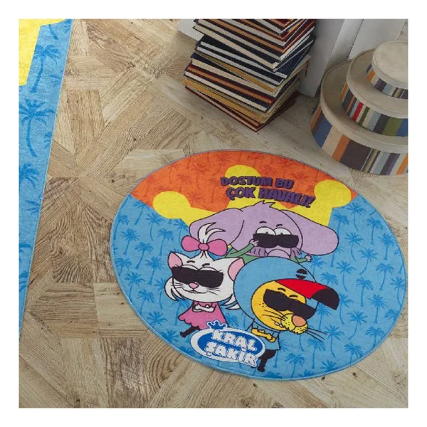 Hobby Kral Şakir - Dostum Bu Çok Havalı Lisanslı Yuvarlak Paspas - 80 X 80 Cm - Mavi - Görsel 2