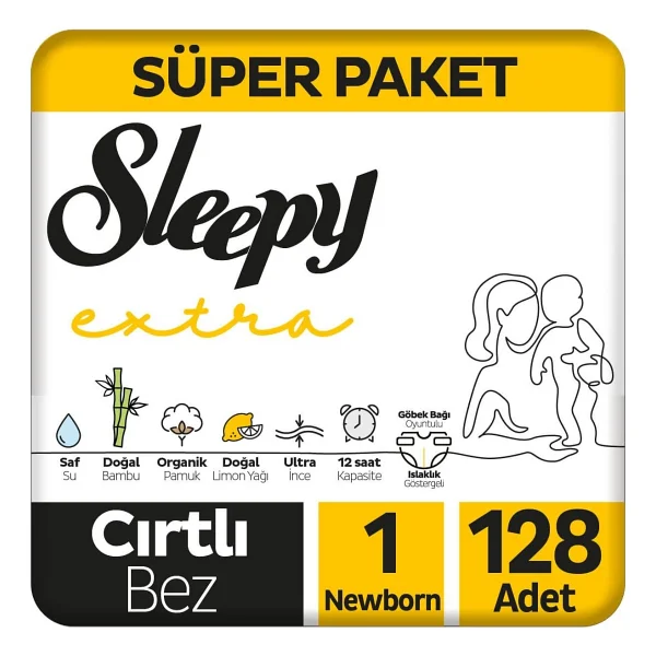 Sleepy Extra Günlük Aktivite 1 Numara Yenidoğan 128'li Bebek Bezi - Görsel 6