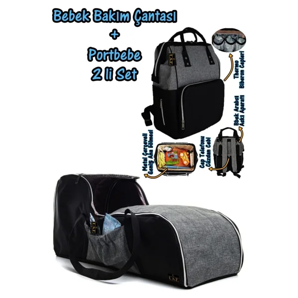 U.S.F Portbebe Ana Kucağı Ve Bebek Bakım Termal Çantası İkili Set - Asia - Görsel 9
