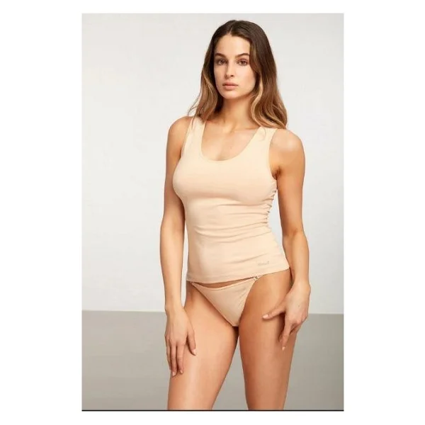 Kom Basic Singlet Pamuklu Kalın Askılı Atlet - Ten - Görsel 8