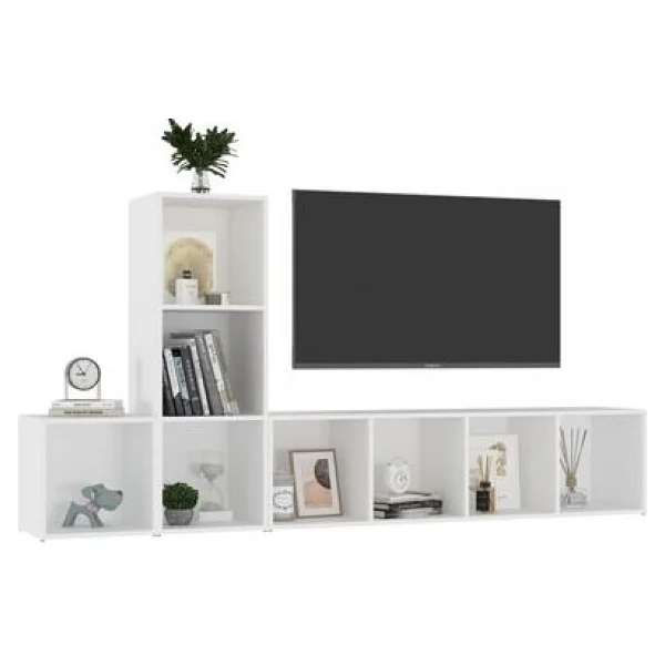 Tdesigno Gulce Kitaplikli Televizyon Sehpasi - Unitesi -Kitaplik-Beyaz 180 Cm 8 Rafli - Görsel 4