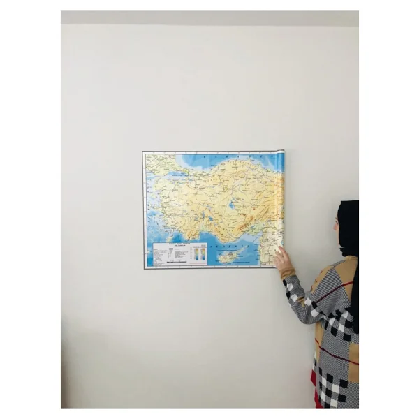 Tutunabilir Kağıt Türkiye Fiziki Haritası Dekoratif Türkiye Haritası Akıllı Kağıt Tahta 116x65 Cm - Görsel 6