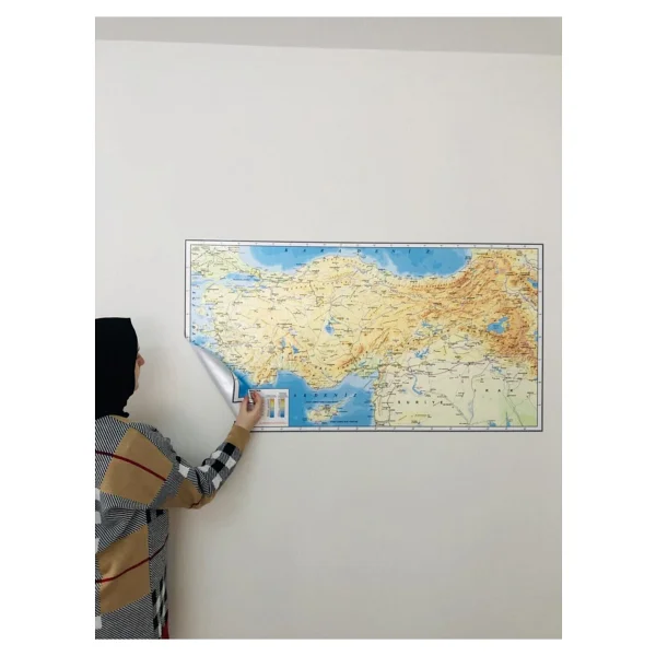 Tutunabilir Kağıt Türkiye Fiziki Haritası Dekoratif Türkiye Haritası Akıllı Kağıt Tahta 116x65 Cm - Görsel 2