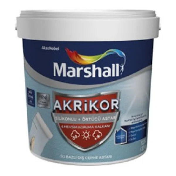 Marshall Akrikor Silikonlu + Örtücü Dış Cephe Boya Astarı 20 Kg - Beyaz - Görsel 2
