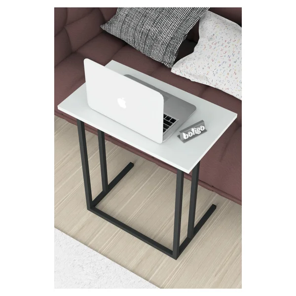 Bofigo Metal Ayaklı Laptop Sehpası Kahvaltı Masası Çalışma Sehpası Stabil Beyaz - Görsel 3
