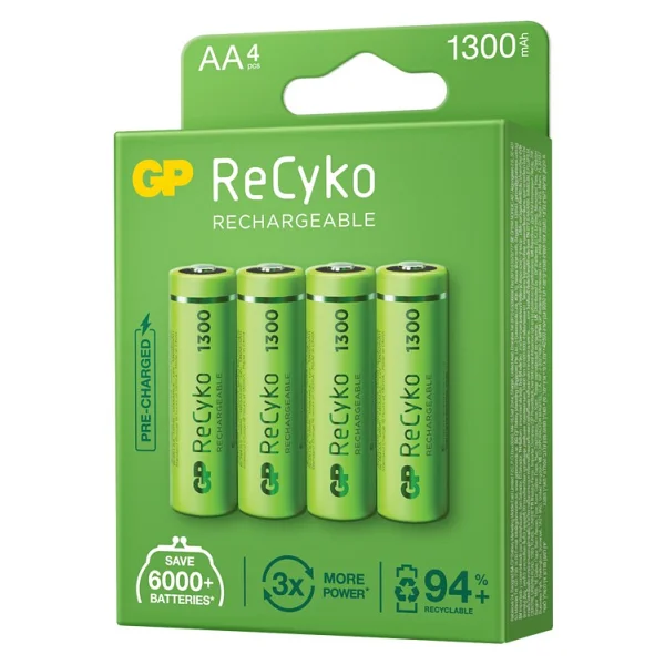 Gp Recyko 1300 mAh 4'lü Şarjlı Aa Kalem Pil - Görsel 6