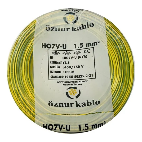 Öznur 1,5 Mm Nya Kablo Tek Damar Kırmızı 100 Metre - Görsel 2