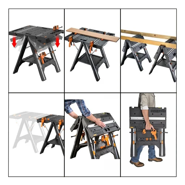 Worx Wx051 Çok Fonksiyonlu Katlanabilir Çalışma Tezgahı + 2 Adet Tetik İşkence - Görsel 3