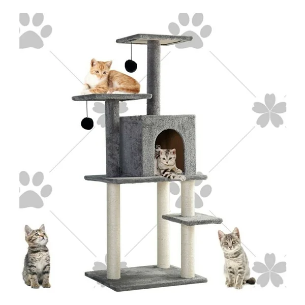 Nursoft Nr-0061 Antrasit Double Step Kedi Tırmalama Evi - Görsel 5