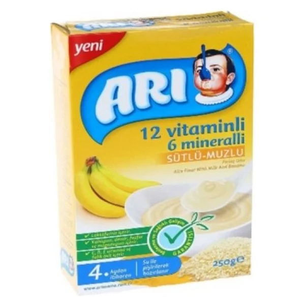 Arı Mama Arı Mama 12 Vitaminli 6 Mineralli Sütlü Muzlu Pirinç Unu 250 Gr 12'li - Hediyesiz - Görsel 3