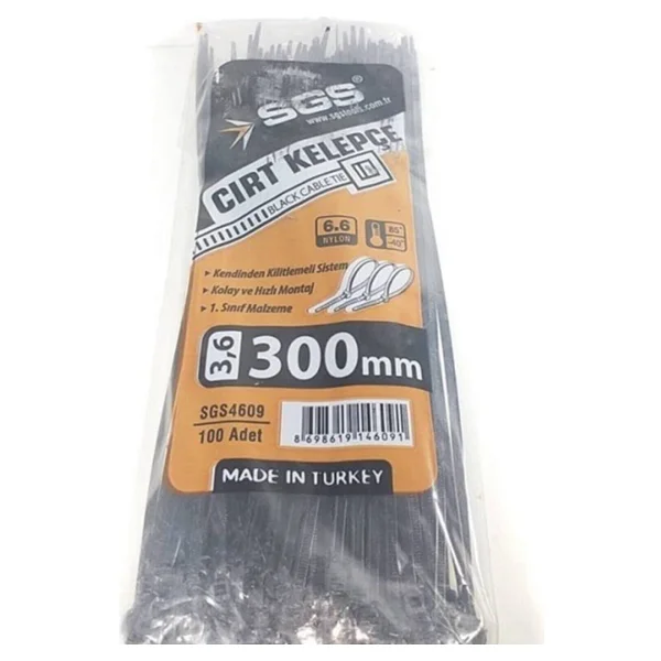 Sgs Siyah Cırt Kelepçe 3,6 X 300 Mm (100 Adet) - Görsel 2