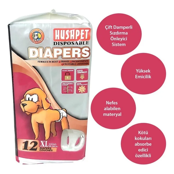 Hushpet Diapers Xlarge 12'li Köpek Çiş Pedi - Görsel 5
