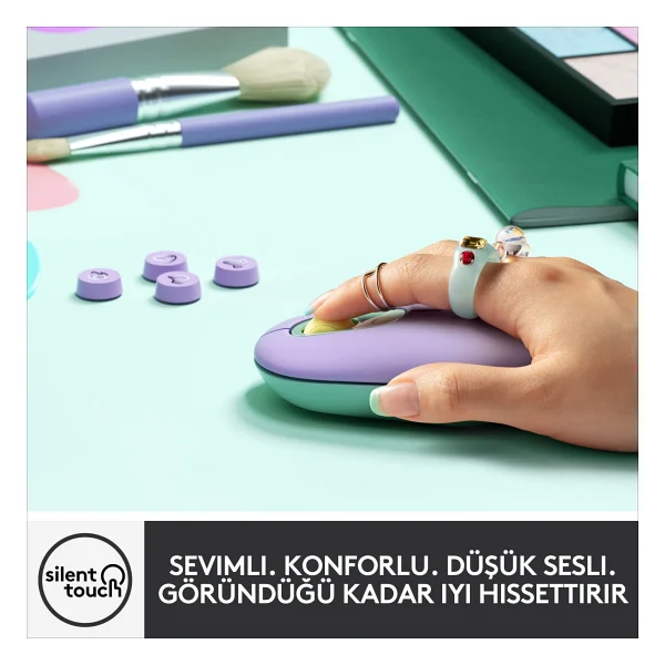 Logitech Pop Emoji 910-006546 Sarı Sessiz Optik Kablosuz Mouse - Görsel 9