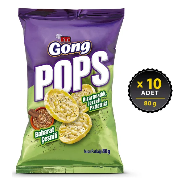 Eti Gong Pops Baharatlı Mısır Ve Pirinç Patlağı 80 Gr 10'lu - Görsel 5