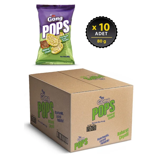 Eti Gong Pops Baharatlı Mısır Ve Pirinç Patlağı 80 Gr 10'lu - Görsel 2