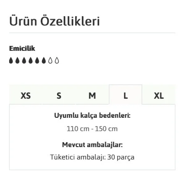 Tena Belbantlı Plus 6 Damla Büyük Boy L 30'lu Hasta Bezi - Görsel 7