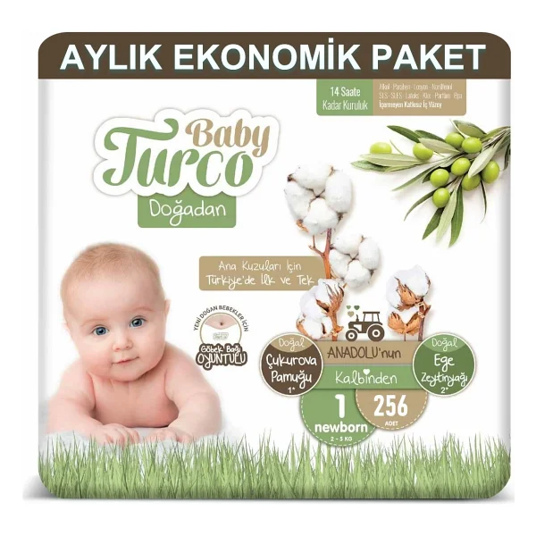 Baby Turco Doğadan 2 Numara Mini 68'li 4 Adet Bebek Bezi - Görsel 8