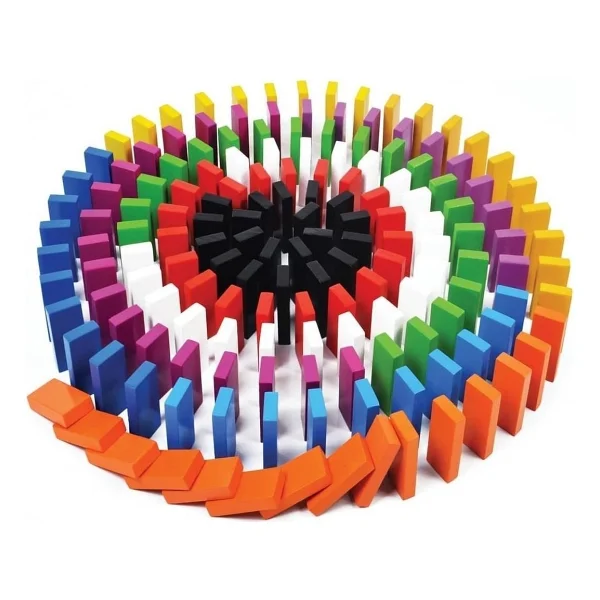 Hamaha Ahşap Domino Taşları 100 Parça Renkli Eğitici Domino - Görsel 3