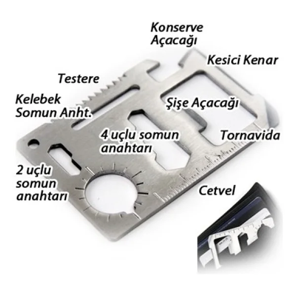 11 İn 1 Survival Acil Durum Kartı - Görsel 2