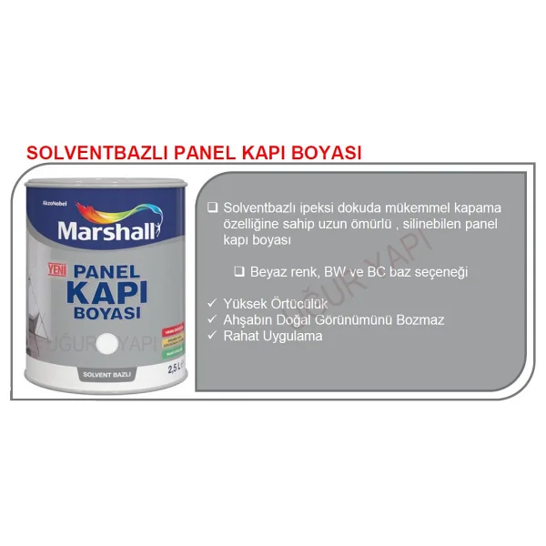 Marshall Solvent Bazlı Amerikan Panel Kapı Boyası 2.5 L Renk: Martı - 2.5 Lt - Martı - Görsel 2