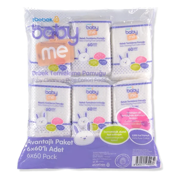 Baby&Me 60'lı 6 Paket Bebek Temizleme Pamuğu - Görsel 8