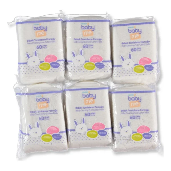 Baby&Me 60'lı 6 Paket Bebek Temizleme Pamuğu - Görsel 9
