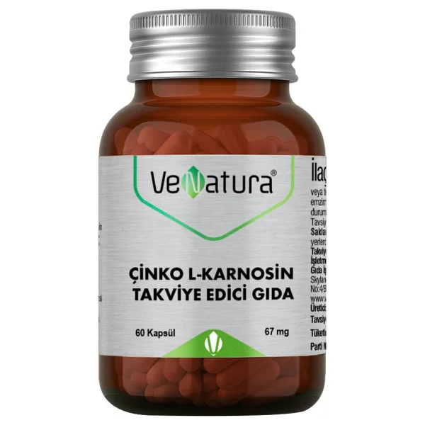 Venatura Çinko L-Karnosin 60 Kapsül Takviye Edici Gıda İçeriği İle Günlük Vitamin Desteği - Görsel 2