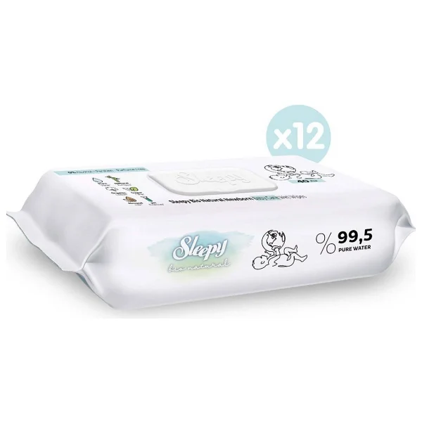 Sleepy Bio Natural 40 Yaprak 12'li Paket Islak Mendil - Görsel 2
