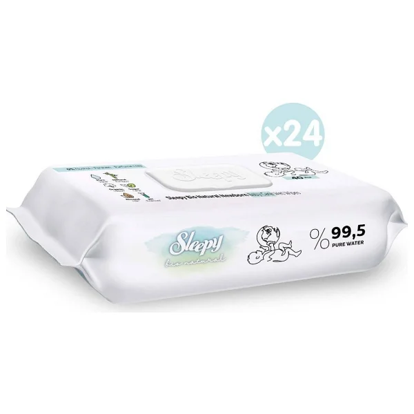 Sleepy Bio Natural 40 Yaprak 24'lü Paket Islak Mendil - Görsel 2