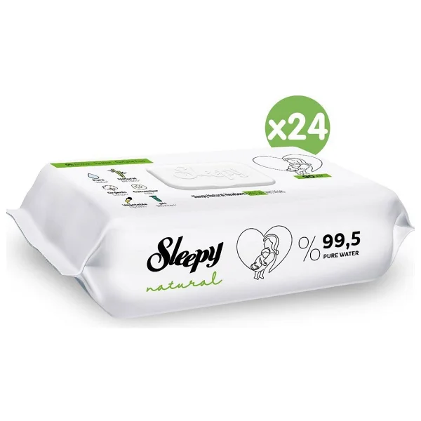 Sleepy Natural Yenidoğan 90 Yaprak 24'lü Paket Islak Mendil - Görsel 2