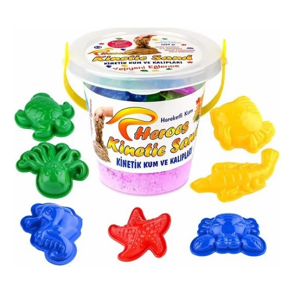 Heroes Kinetik Kum Kovalı Set Naturel Renk 1 Kg + 6 Parça Oyun Kalıbı - Görsel 8