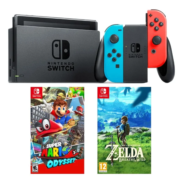 Nintendo Switch Renkli + Super Mario Odyssey Switch Oyun + Zelda Switch Oyun - Görsel 2