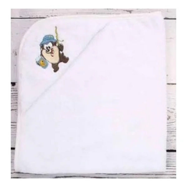 Özdilek Tazmanya Lisanslı Nakışlı Bebe Pelerini 80X80 Bambu Beyaz - Görsel 3